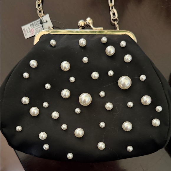 WHBM NWT. Elegant Black Pearl-Embellished Handbag - Picture 2 of 9